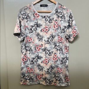 SSLR Men's Floral Short Sleeve Tee - Gray and Pink